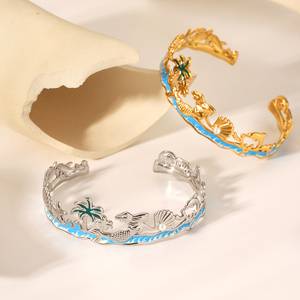 Vacation Turtle Edelstahl Goldfarben Perlen Statement Ringe h5 Bild7