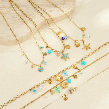 Romantic Geometric Stainless Steel Gold Color Women's Pendant Necklaces 2