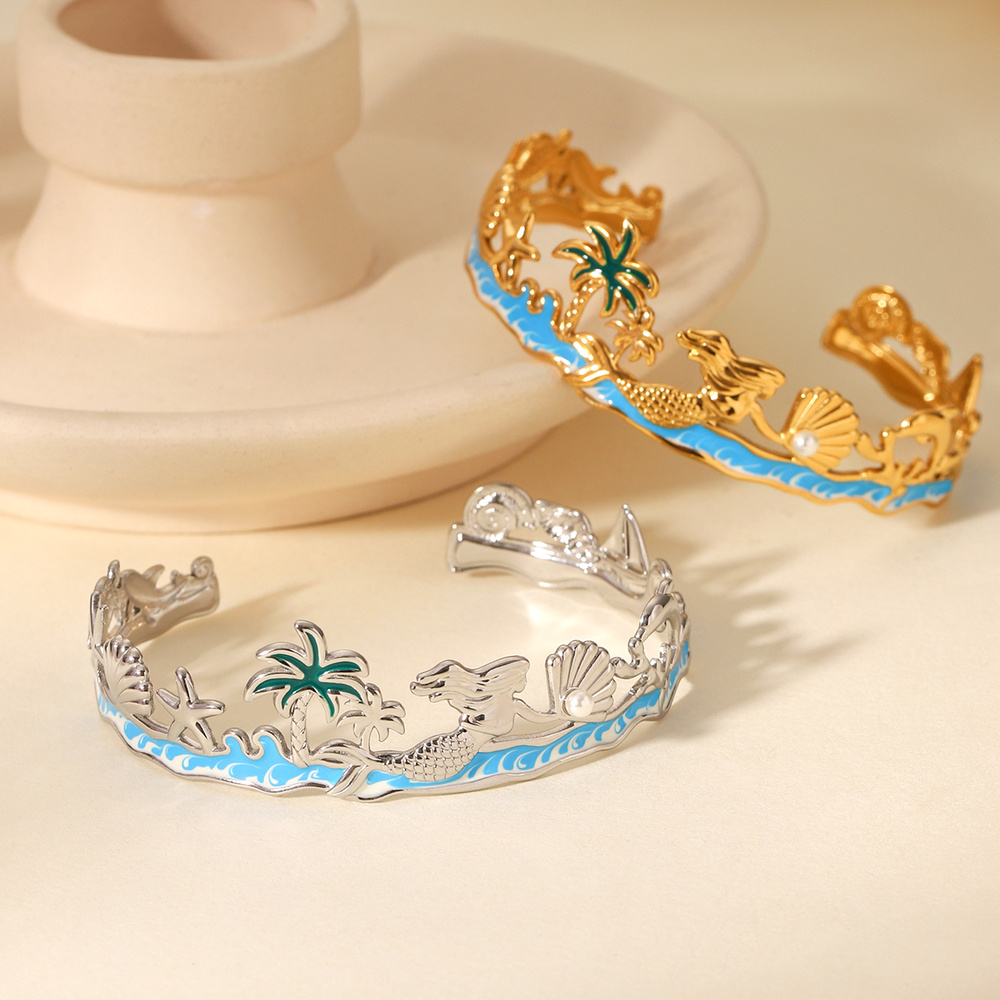 Vacation Turtle Edelstahl Goldfarben Perlen Statement Ringe Bild6