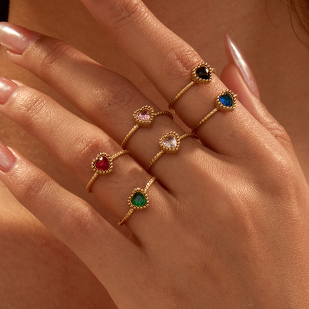 Retro Heart Stainless Steel Gold Color Women's Adjustable Rings