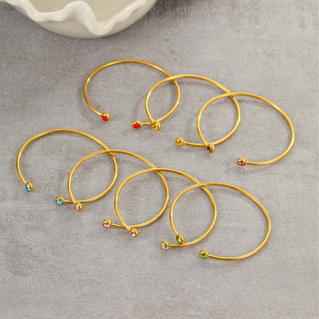 1 Pair Simple Series Daily Geometric Stainless Steel Gold Color Women's Cuff Bracelets 2