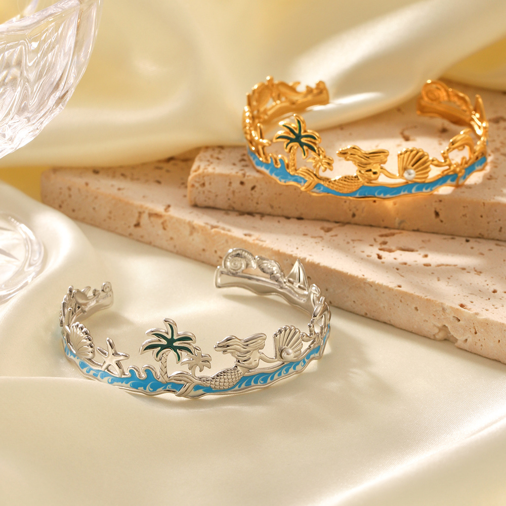 Vacation Turtle Edelstahl Goldfarben Perlen Statement Ringe Bild8