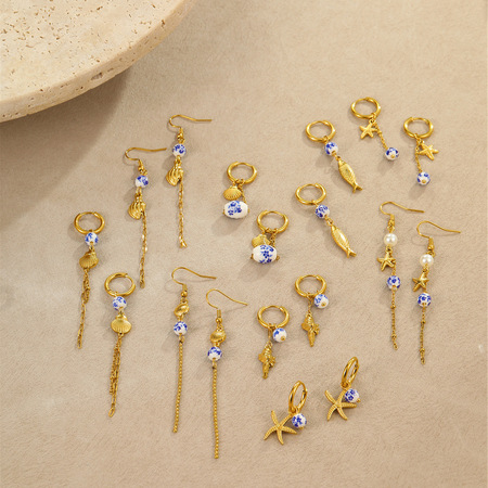 Vacation Geometric Stainless Steel Gold Color Women's Dangle Earrings