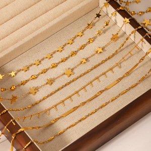 1 Paar Simple Series Daily Cross Edelstahl Goldfarbene Damenketten h5 Bild4