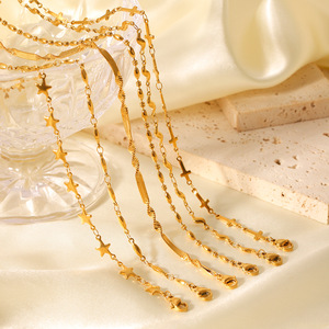 1 Paar Simple Series Daily Cross Edelstahl Goldfarbene Damenketten h5 Bild5