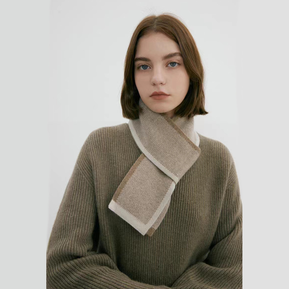 1 Stück einfache Patchwork-Polyester-Winterschals für Damen