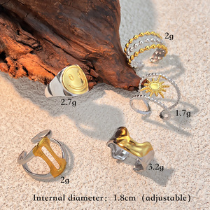 Anillo de acero inoxidable con diseño llamativo de colores variados para uso diario. h5 Imagen4