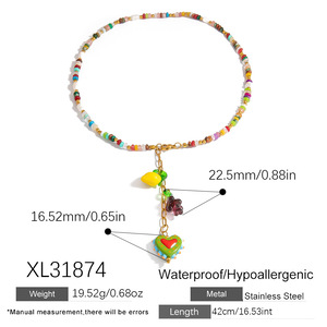 Collar de cuentas para mujer con diseño de pomelo y bloques de colores dulces, 1 pieza h5 Imagen2