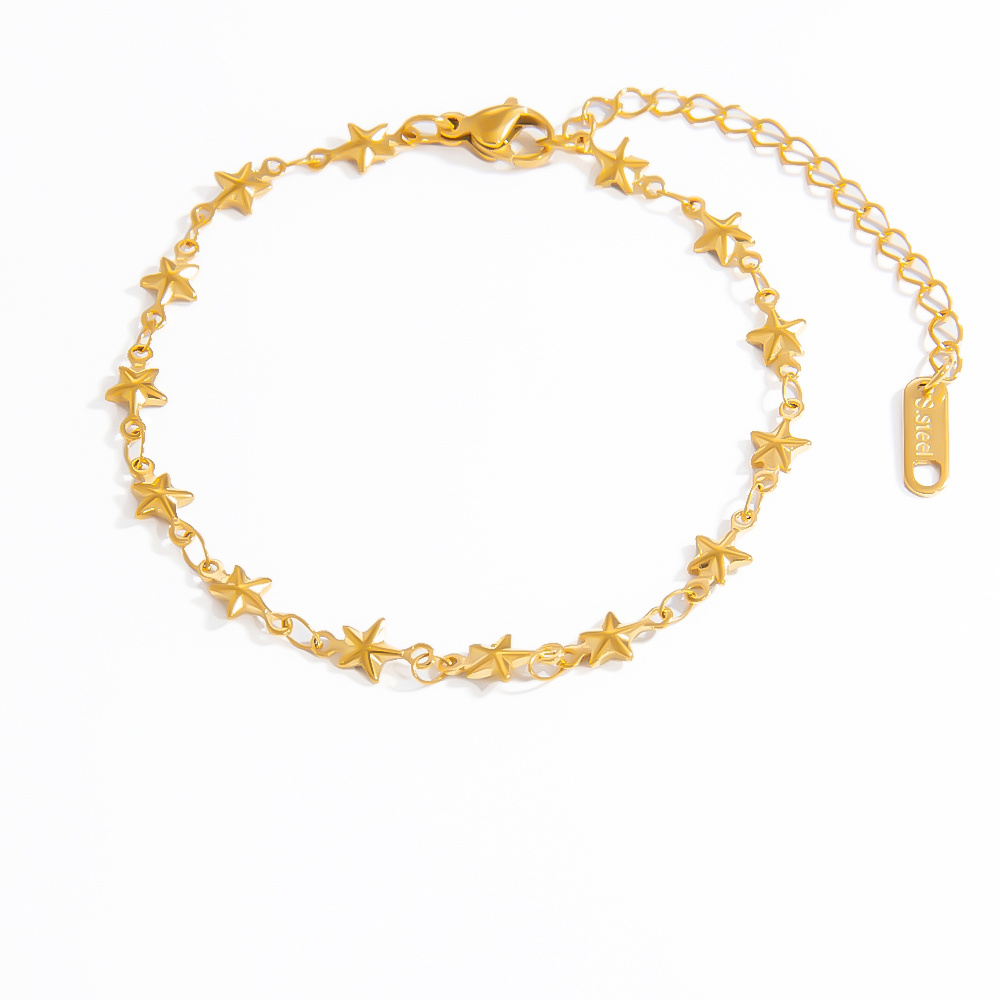 1 Stück einfache Kette Edelstahl Gold Farbe Damen Kettenarmbänder