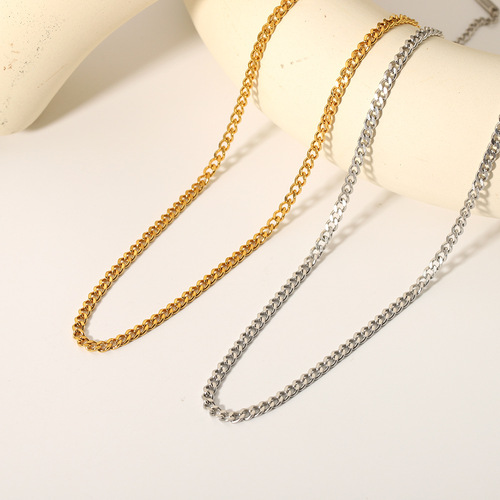 1 Piece Simple Chain Stainless Steel Gold Color Chain Necklace