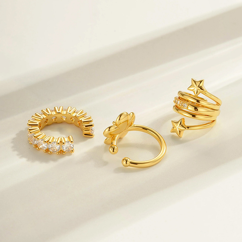 1 Stück Schlangen-Ohrmanschetten in Kupfer- und Goldfarbe mit Zirkonia Bild3