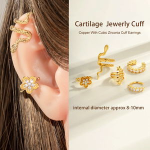 1 Stück Schlangen-Ohrmanschetten in Kupfer- und Goldfarbe mit Zirkonia h5 Bild4