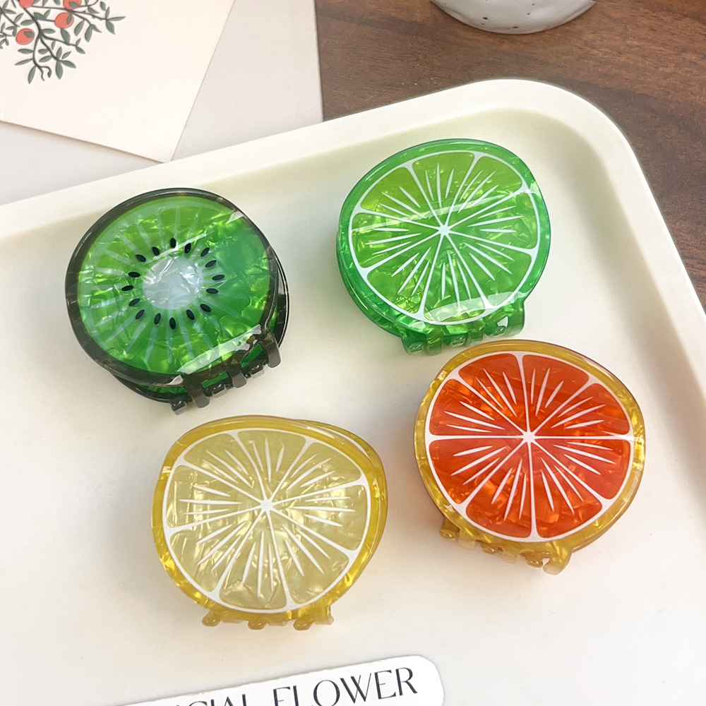 1 pieza de pinzas para el cabello de PVC para mujer, redondas, dulces y con forma de limón h5Imagen2