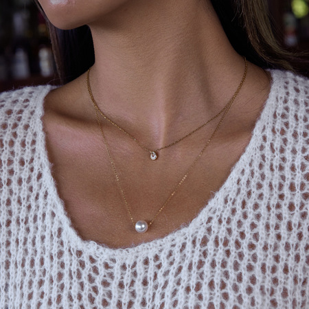 Collier élégant avec pendentif en acier inoxydable doré pour femme, 1 pièce