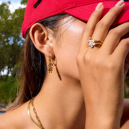 1 paire de boucles d'oreilles pendantes romantiques en acier inoxydable couleur or et zircon pour femmes 2