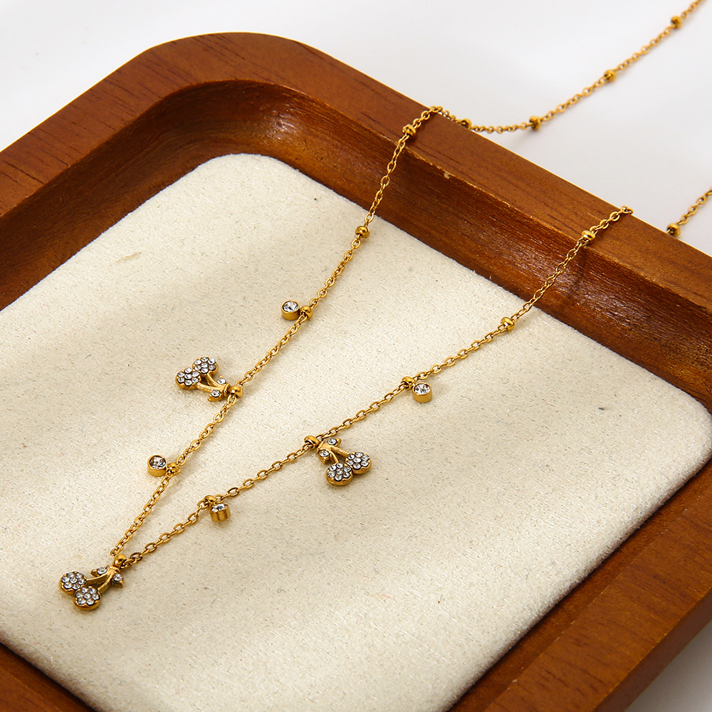 1 collar elegante y lujoso de acero inoxidable con colgante de fruta para mujer. Imagen5