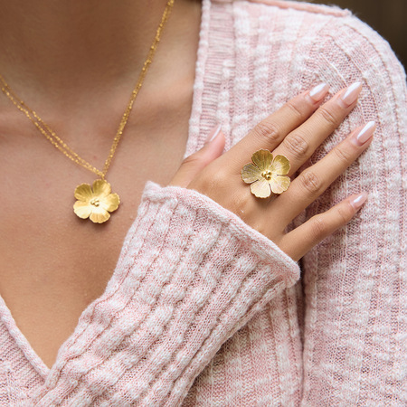 Romantic Flower Stainless Steel Gold Color Women's Jewelry Sets 2