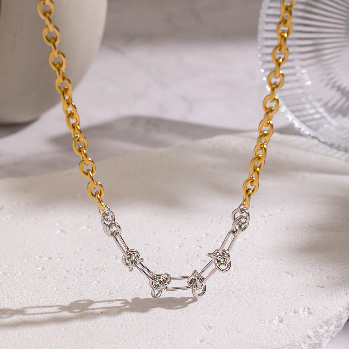 1 Piece Twist Mixed Color Stainless Steel Chain Necklace