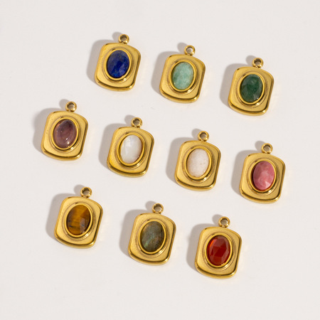 1 Piece Simple Series DIY Rectangle Stainless Steel Women's Pendants