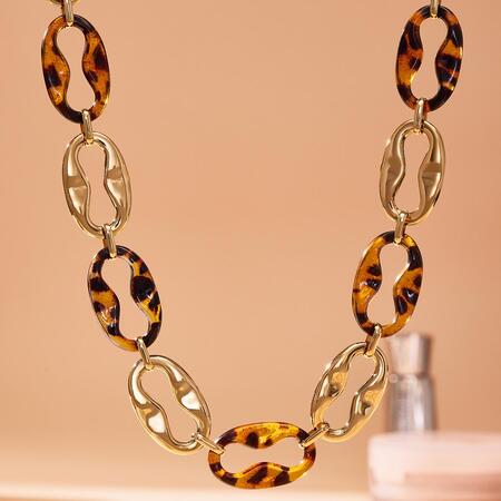 Retro Irregular Leopard Print Resin Titanium Steel Gold Color Women's Jewelry Sets