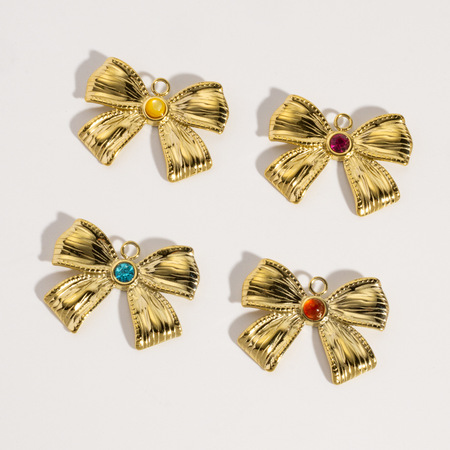 1 Piece Simple DIY Bow Knot Stainless Steel Women's Pendants