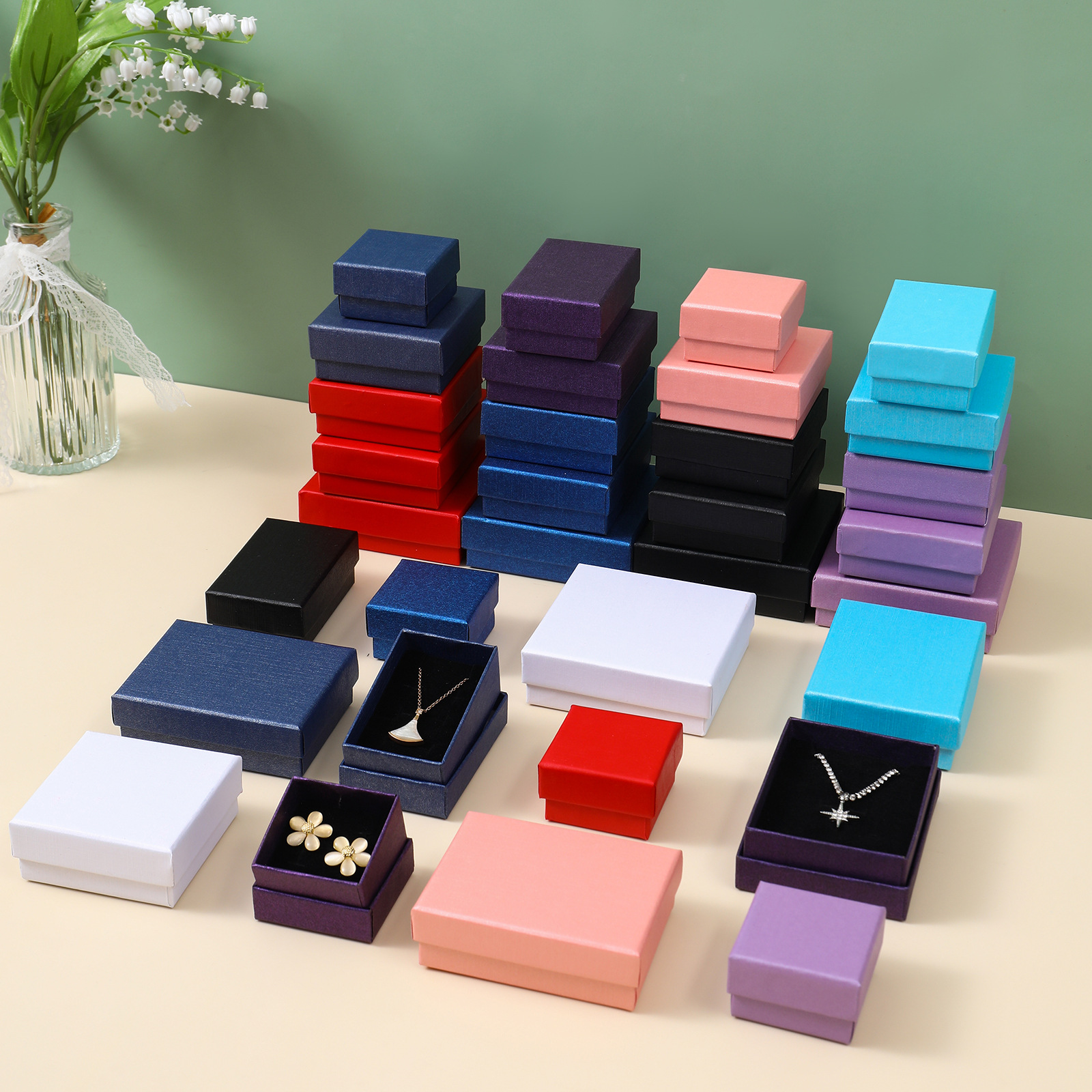1 Piece Solid Color Paper Jewelry Box 2