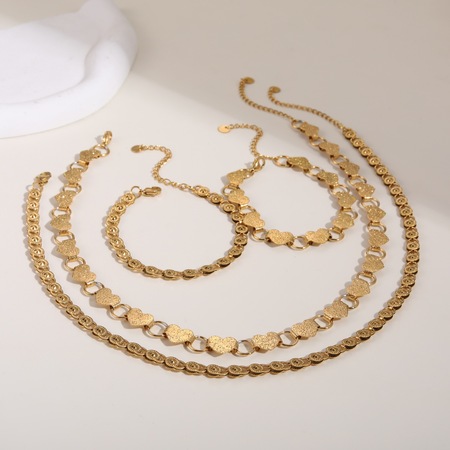 1 Piece Luxurious Heart Twist Hollowed-out Chain Stainless Steel Women's Jewelry Sets 2