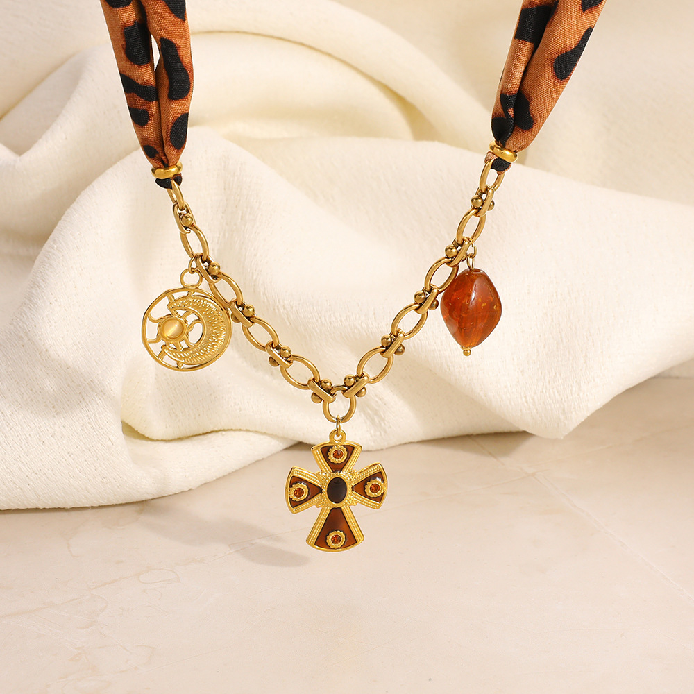 1 Piece  Daily Cross Moon Stainless Steel Women's Pendant Necklaces 2