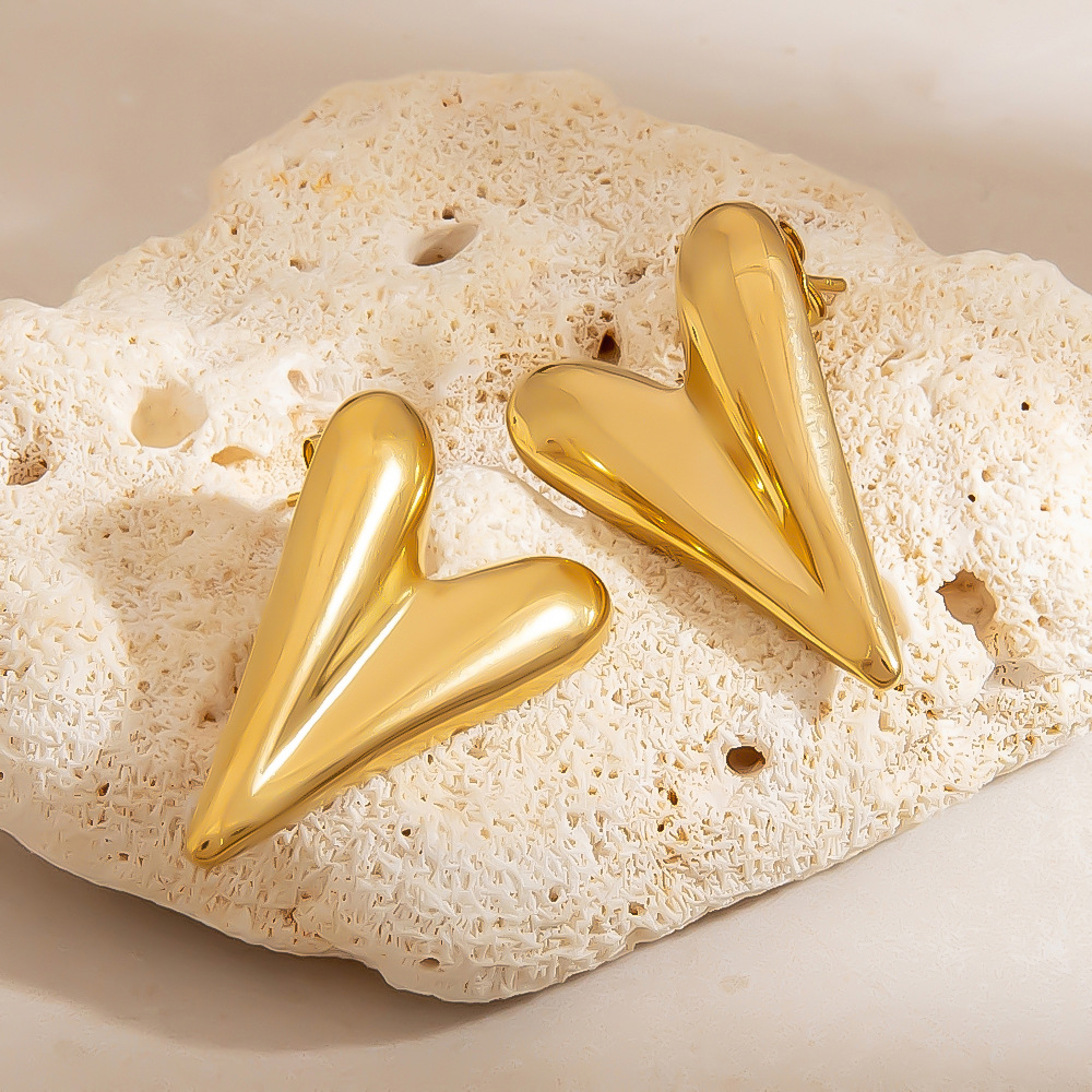 1 Pair Simple Series Daily Heart Stainless Steel Women's Stud Earrings 2