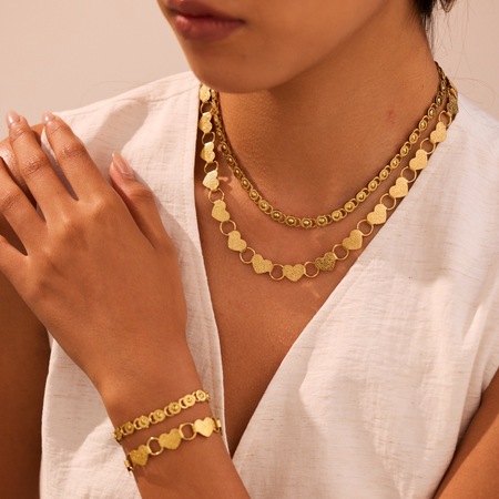 1 Piece Luxurious Heart Twist Hollowed-out Chain Stainless Steel Women's Jewelry Sets