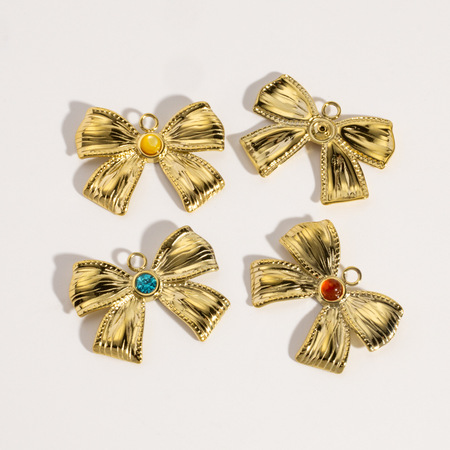 1 Piece Simple DIY Bow Knot Stainless Steel Women's Pendants 2