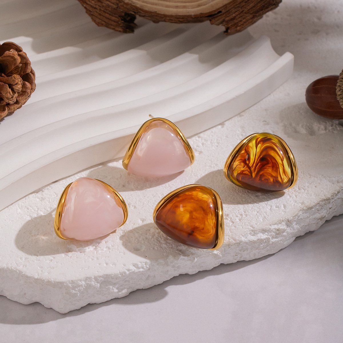 1 Pair Elegant Gradient Color Resin Stud Earrings