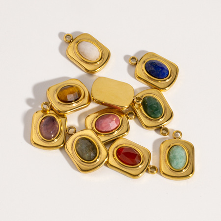 1 Piece Simple Series DIY Rectangle Stainless Steel Women's Pendants 2