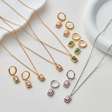 1 Piece Sweet Mixed Color Rectangle Stainless Steel Women's Drop Earrings