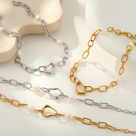 1 Piece Punk Irregular Shape Chain Stainless Steel Women's Jewelry Sets 2