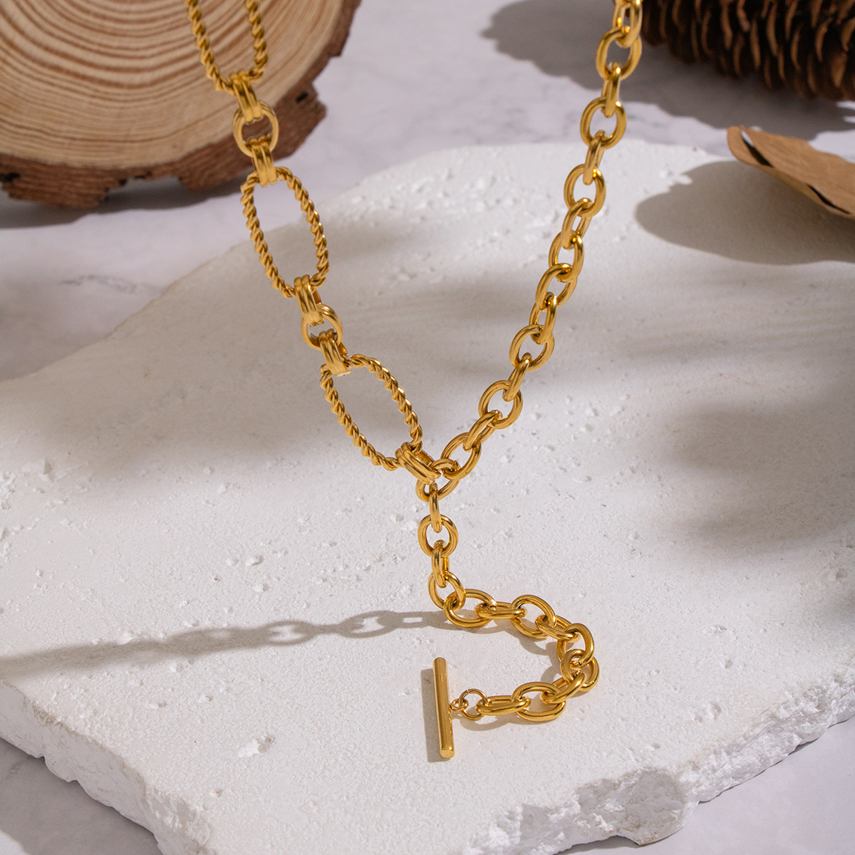 1 Piece Casual Y-shape Chain Stainless Steel Gold Color Necklace