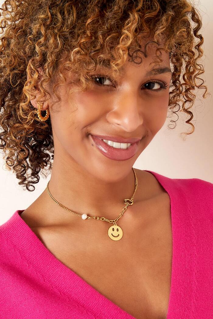 Edelstahl-Halskette mit Smiley-Gesicht Silber Bild2