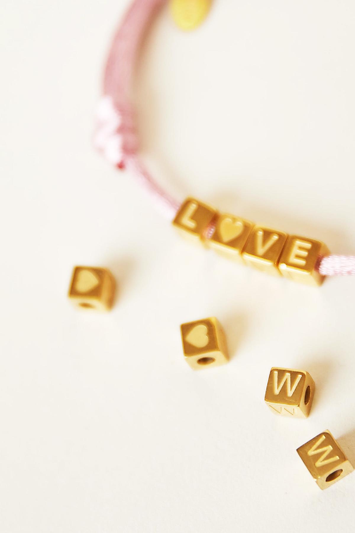 DIY Beads Alphabet Gold E Stainless Steel Picture2