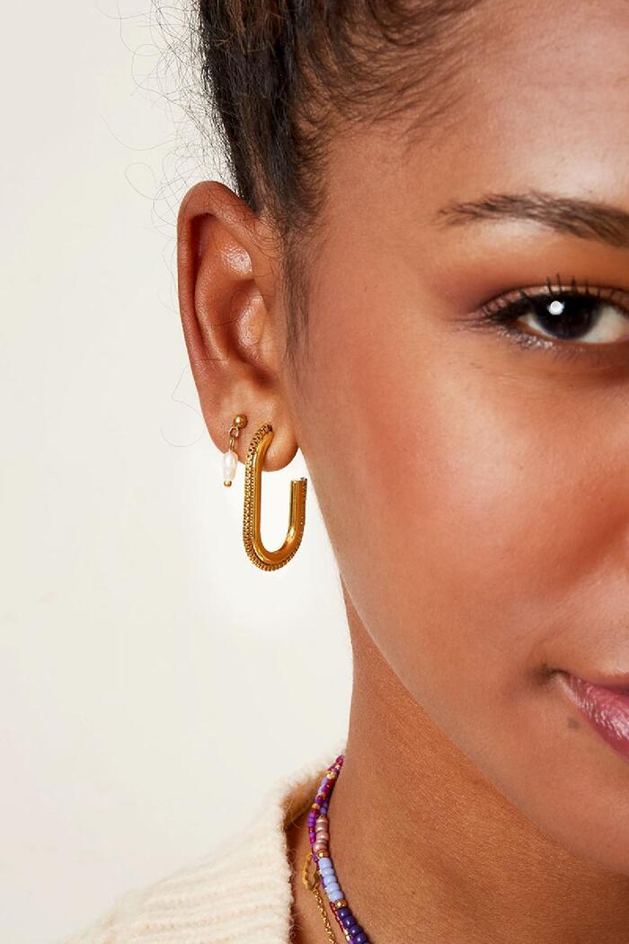 Earrings oval twist chain Gold Stainless Steel Picture3