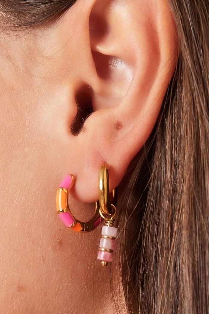 Stainless steel earrings color blocking Pink Picture3