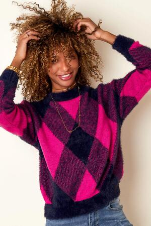 Soft checkered sweater Wine Red S/M h5 Picture2