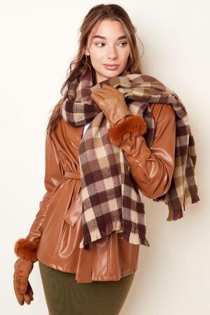 Checkered scarf winter colors Brown Acrylic h5 Picture3