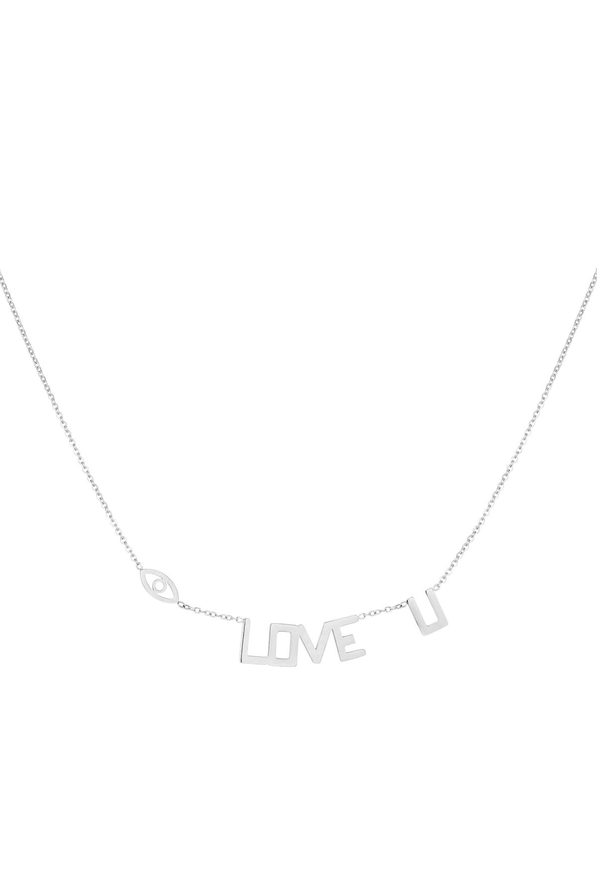 Stainless Steel LOVE U-Letter Eye Necklace - Silver h5 