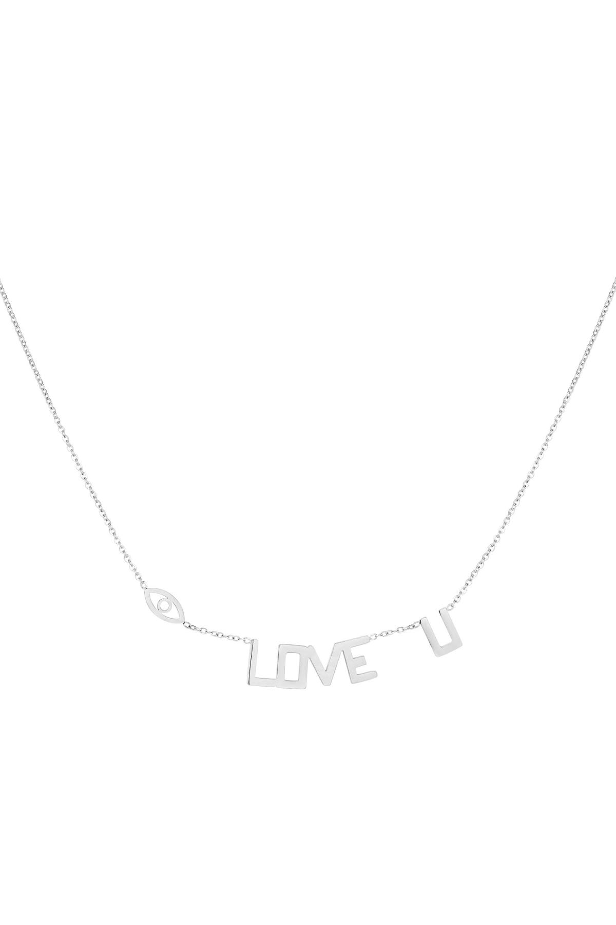 Stainless Steel LOVE U-Letter Eye Necklace - Silver Color color