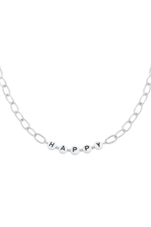 Necklace Beads Happy Silver Stainless Steel h5 