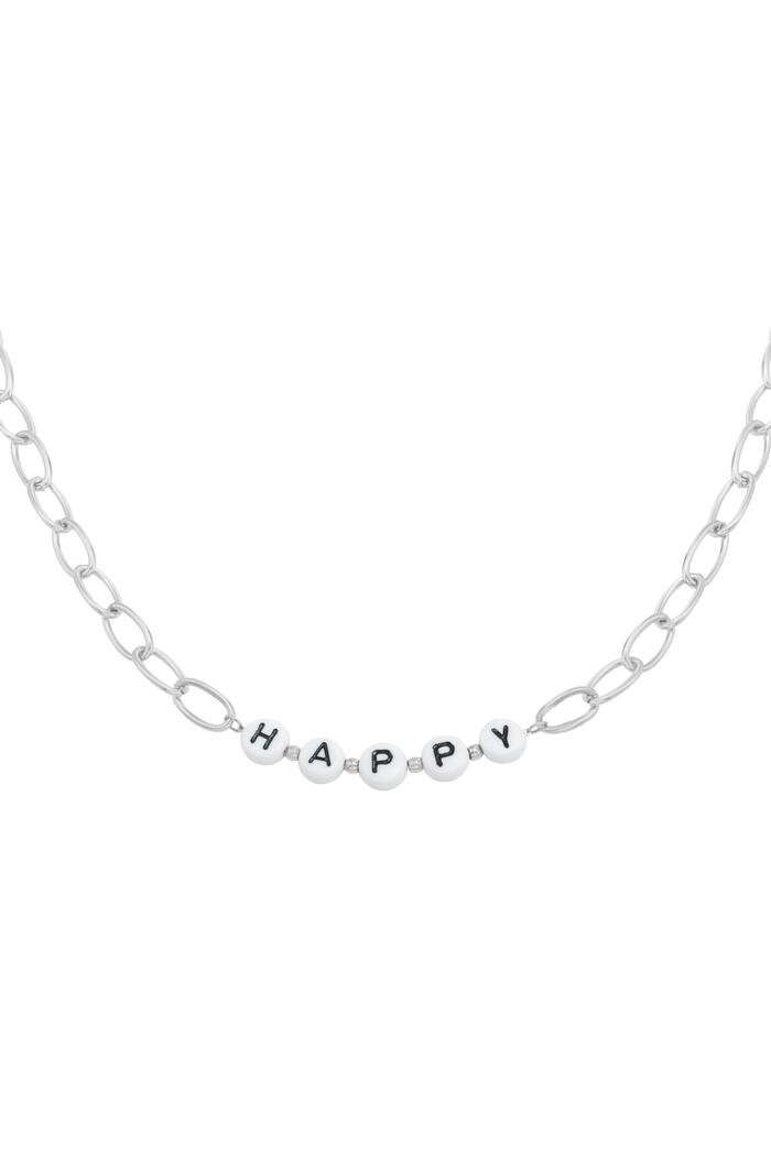Halskette Beads Happy Silber Edelstahl 