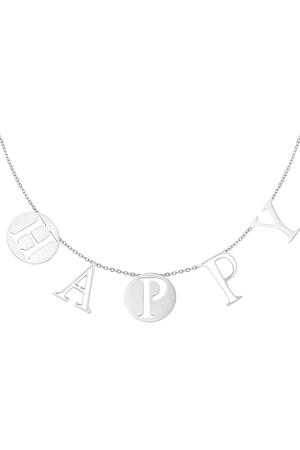 Necklace Letters Happy Silver Stainless Steel h5 