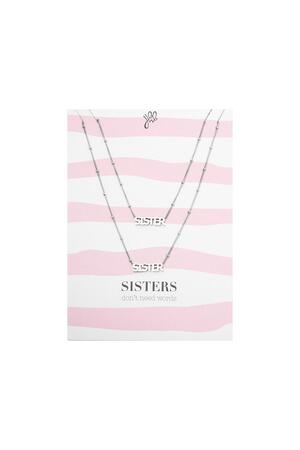 Necklace Sisters Don't Need Words Silver Stainless Steel h5 