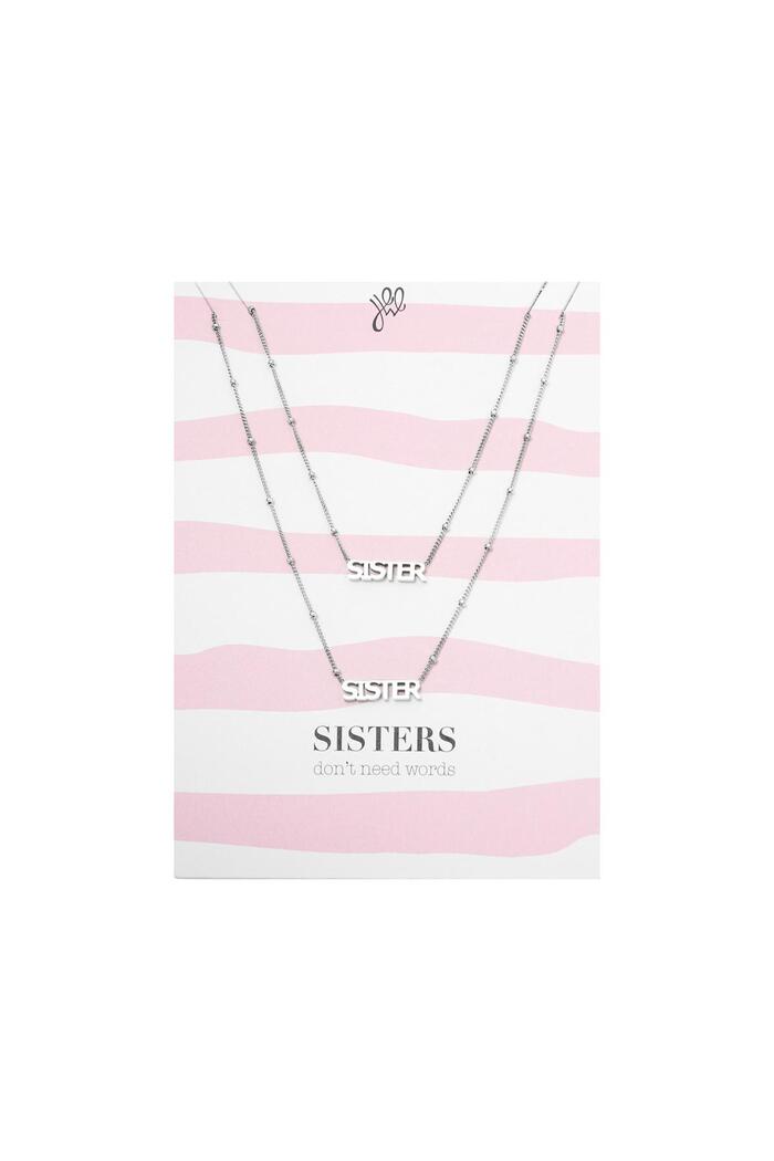 Necklace Sisters Don't Need Words Silver Stainless Steel 