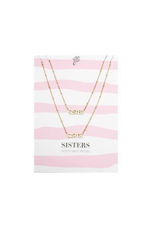 Ketting Sisters Don't Need Words Goud Stainless Steel h5 